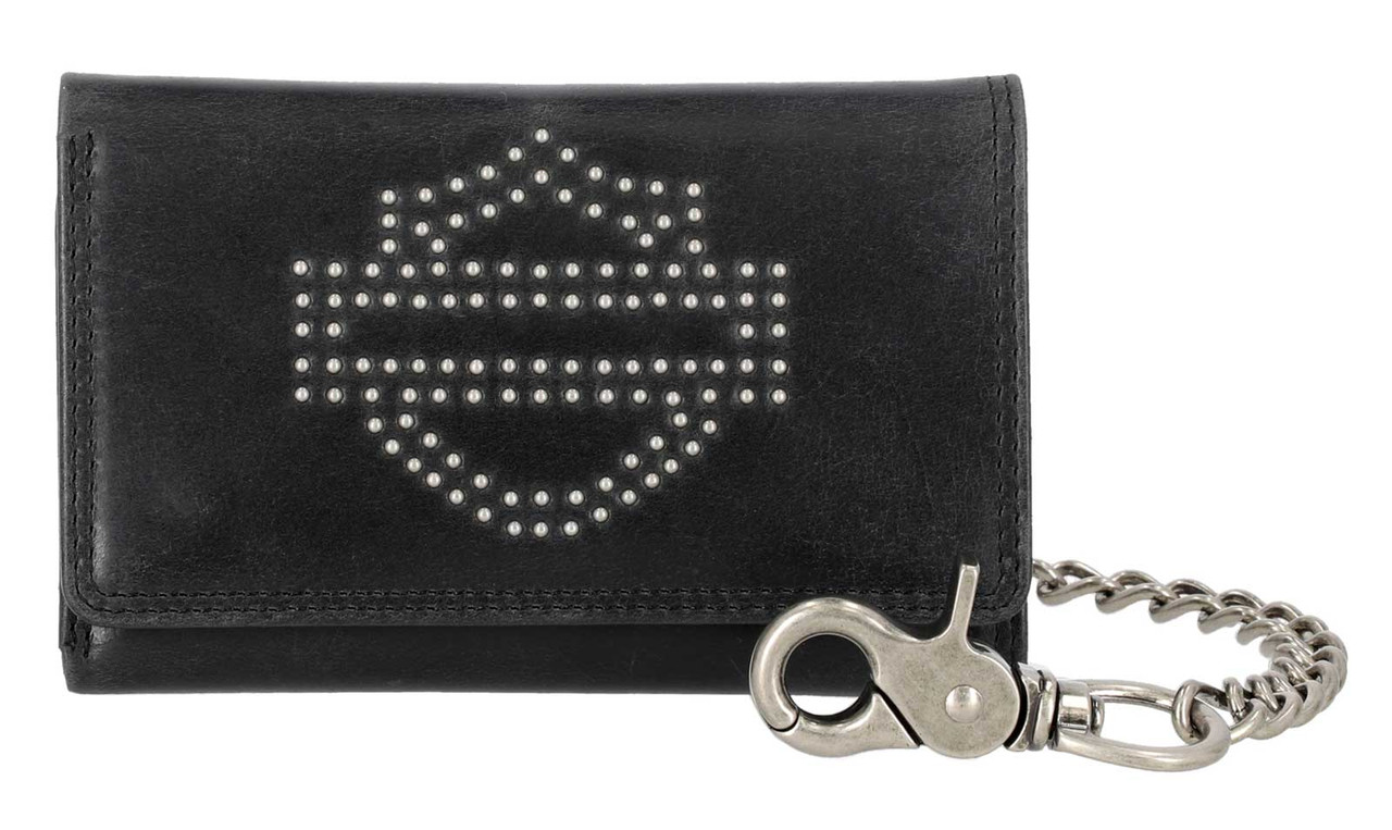 Portafoglio Men's Nail Head Open Bar & Shield Medium Trifold Wallet con Catena - immagine 1