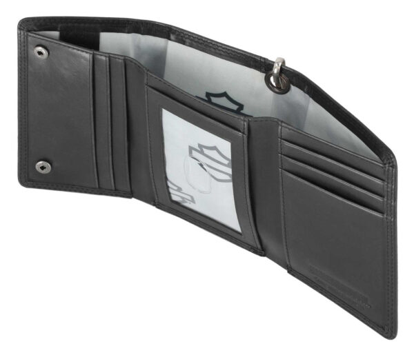 Portafoglio Men's Nail Head Open Bar & Shield Medium Trifold Wallet con Catena